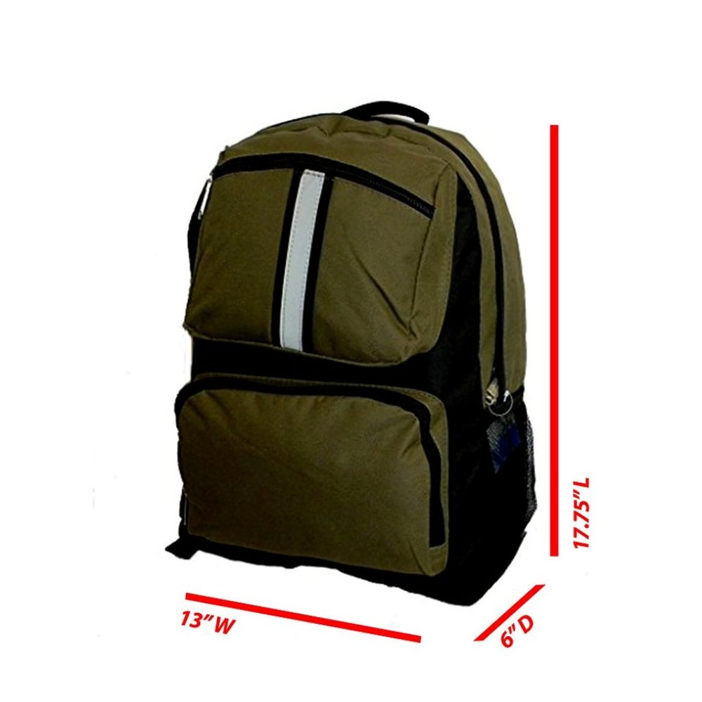 17"  Safety Reflective School Backpack, Causal Daypack, Hiking Bag
